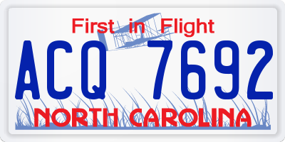 NC license plate ACQ7692