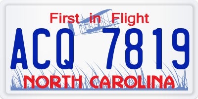 NC license plate ACQ7819