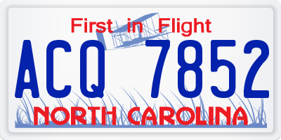 NC license plate ACQ7852
