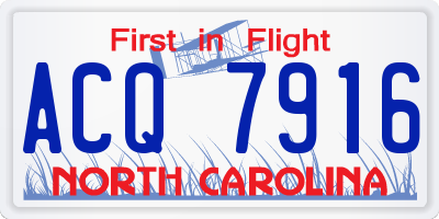 NC license plate ACQ7916