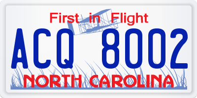 NC license plate ACQ8002