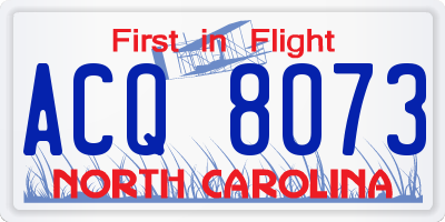 NC license plate ACQ8073