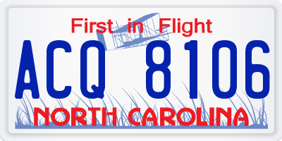 NC license plate ACQ8106