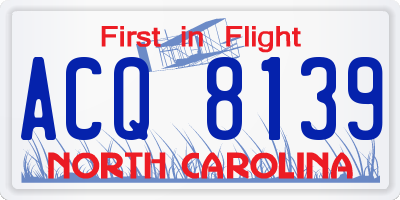 NC license plate ACQ8139