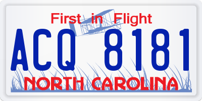 NC license plate ACQ8181