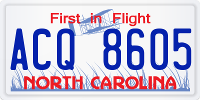 NC license plate ACQ8605