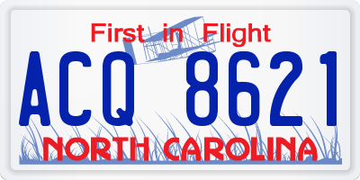 NC license plate ACQ8621