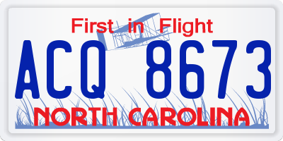 NC license plate ACQ8673