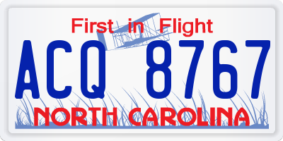 NC license plate ACQ8767