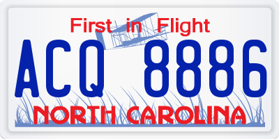 NC license plate ACQ8886