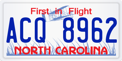 NC license plate ACQ8962