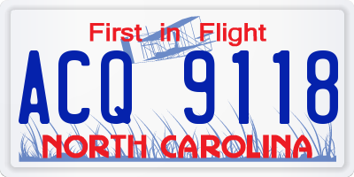 NC license plate ACQ9118