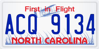 NC license plate ACQ9134