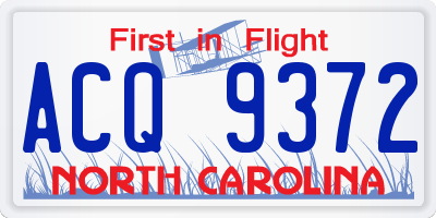 NC license plate ACQ9372