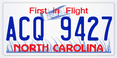 NC license plate ACQ9427