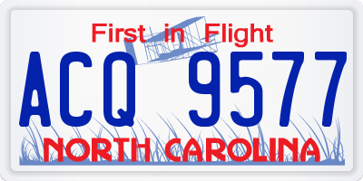 NC license plate ACQ9577
