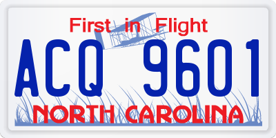 NC license plate ACQ9601