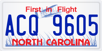 NC license plate ACQ9605