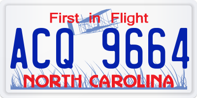 NC license plate ACQ9664