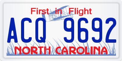 NC license plate ACQ9692