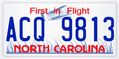 NC license plate ACQ9813