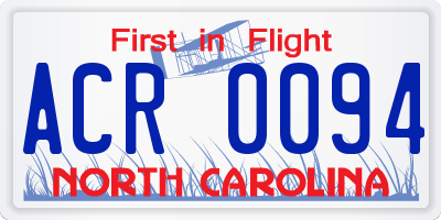 NC license plate ACR0094