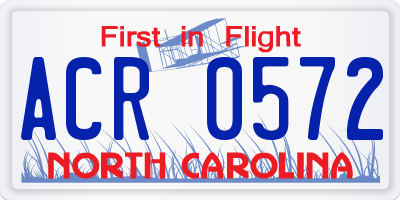 NC license plate ACR0572