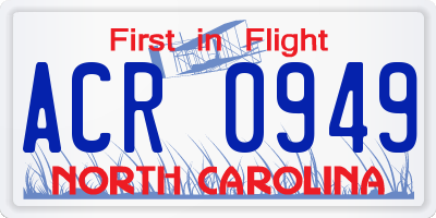 NC license plate ACR0949