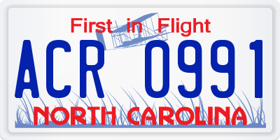 NC license plate ACR0991