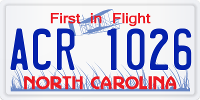 NC license plate ACR1026