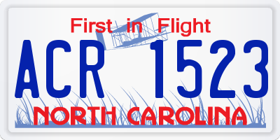 NC license plate ACR1523