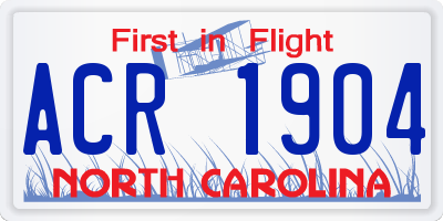 NC license plate ACR1904