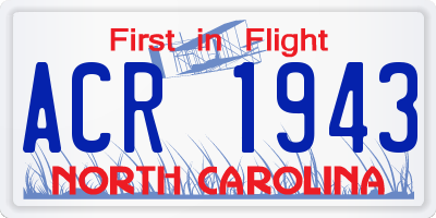 NC license plate ACR1943