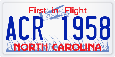 NC license plate ACR1958