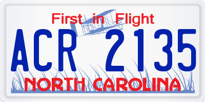 NC license plate ACR2135