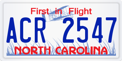 NC license plate ACR2547