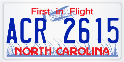 NC license plate ACR2615