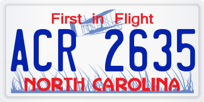 NC license plate ACR2635