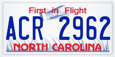 NC license plate ACR2962