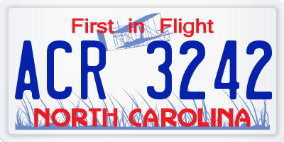 NC license plate ACR3242