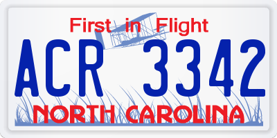 NC license plate ACR3342