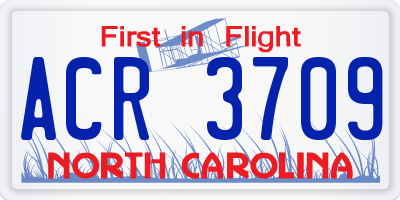 NC license plate ACR3709