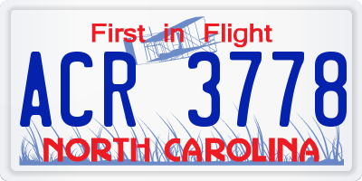 NC license plate ACR3778