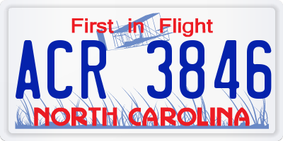 NC license plate ACR3846