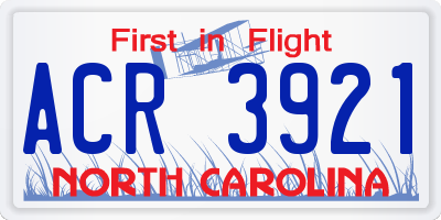 NC license plate ACR3921