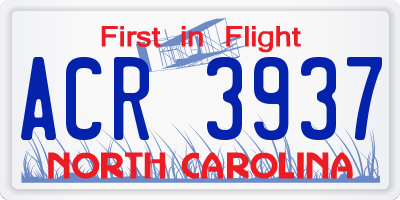 NC license plate ACR3937