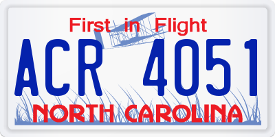 NC license plate ACR4051