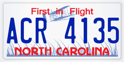 NC license plate ACR4135