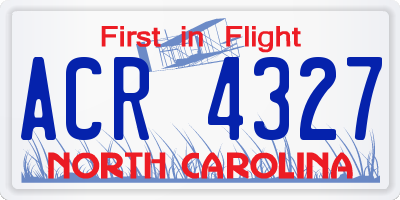 NC license plate ACR4327