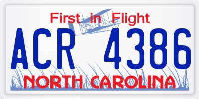 NC license plate ACR4386